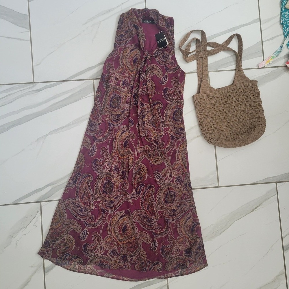 Vintage y2k Ralph Lauren Silk NWT Paisley Whimsy Fairycore Dress 8